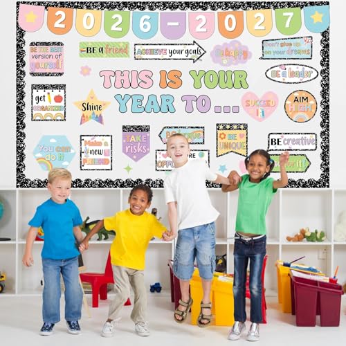 This is Your Year Bulletin Board Set Composition Notebook Classroom Decorations Welcome Back to School Paper Cutouts Positive Affirmation Bulletin Board Borders for School Wall Door Decor - style: This is Your Year