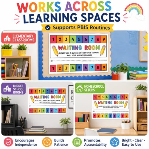 Andaz Press Rainbow Teacher Waiting Room Sign, Please Take a Number Classroom Poster for Student Management, Teacher Waiting in Line System, Behavior Management Visual Aid, 8.5x11 Thick Cardstock - color: Rainbow Teacher Waiting Room Sign