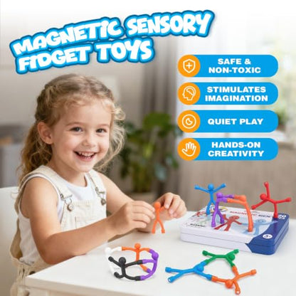 20Pcs Magnetic Travel Toys with Metal Box, Magnets Men for Kids Fidget Toys - size: 20Pcs Solids