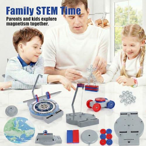 NewFamily Magnetic Science Kit for Kids, 12-in-1 STEM Physics Experiment Kit, Hands-On Magnetism Learning Toy, Ages 6 7 8 9 10 11 12