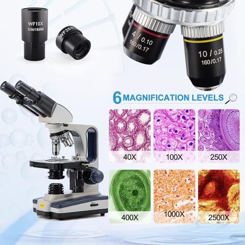 Swift Digital Binocular Compound Microscope 40X-2500X, with 5MP USB Camera, Two-Layer Mechanical Stage and Software Windows and Mac Compatible and Slides,Siedentopf Head,Research-Grade - style: SW350B+5MP Camera