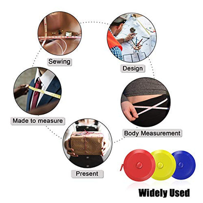DiCUNO 6-Pack Soft Retractable Measuring Tape, 60-Inch 1.5 Meter, 6 Colors - color: 6 Colors