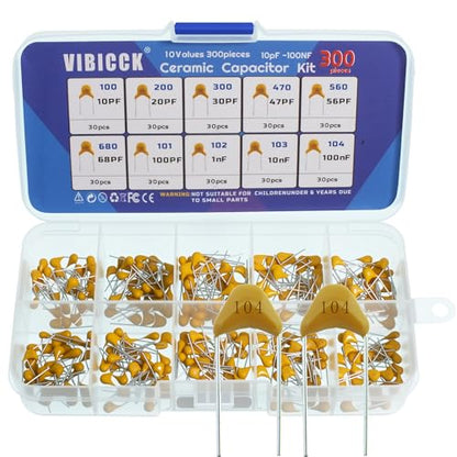 10 Values 300pcs Monolithic Ceramic Capacitor Assortment Kit