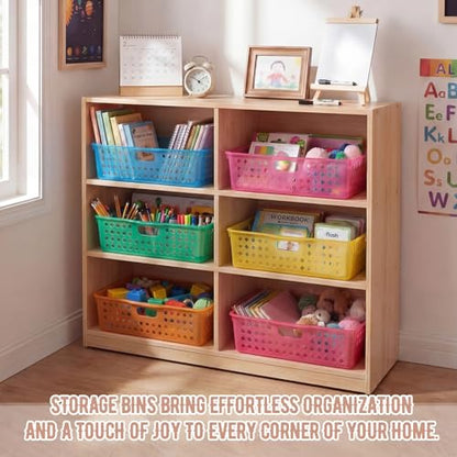 Geetery 12 Pack Classroom Storage Baskets with Handle,Translucent Colors - color: Translucent Colors