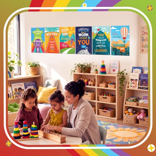Sproutbrite 6 Pack 12” x 16” Educational Motivational Posters & Charts - color: Inspirational Posters