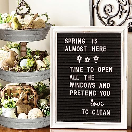 Black Felt Letter Board Baby Announcement Sign with Rustic Wood White Frame - Rustic Farmhouse Letter Board Sign with Stand - 12x16 Felt Board Changeable Message Board with 350 Letter Set - color: Black, size: 12x16 inches