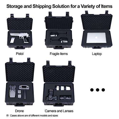Lykus HC-3810 Waterproof Hard Case with Foam, Inner Size 14.33*10.24*4.53in - color: Black, size: HC-3810