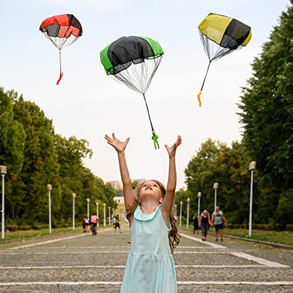 NUTTY TOYS Parachute Toys for Kids - Tangle Free Outdoor Flying Parachute Men, Top Indoor & Outside, 3 4 5 6 7 8 9 10 11 12 Year Old, Best Christmas Stocking Stuffers Idea 2026 Unique Boy & Girl Gifts - color: Red, Green & Yellow