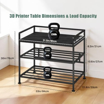 3D Printer Stand with Filament Storage Vibration Elimination Black - color: Black