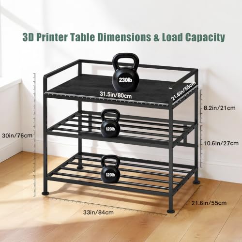 3D Printer Stand with Filament Storage Vibration Elimination Black - color: Black