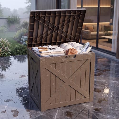 NicBex 32 Gallon Waterproof Resin Storage Deck Box, Light Coffee - color: Lignt Coffee-bs