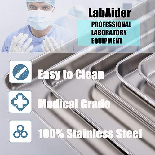 3 Pack Professional Medical Surgical Stainless Steel Dental Procedure Tray Thickening Lab Instrument Tools Trays -Flat Type (8.6" * 4.3" * 0.8", 3) - size: 8.6" * 4.3" * 0.8"