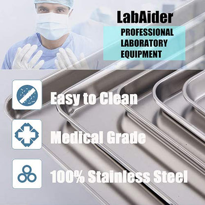 3 Pack Professional Medical Surgical Stainless Steel Dental Procedure Tray Thickening Lab Instrument Tools Trays -Flat Type (8.6" * 4.3" * 0.8", 3) - size: 8.6" * 4.3" * 0.8"