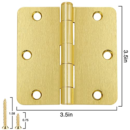 Door Hinges 3.5 inch 1/4" (18 Pack, Satin Brass) - color: Satin Brass