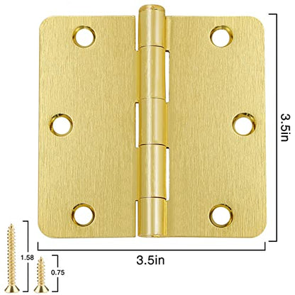 Door Hinges 3.5 inch 1/4" (18 Pack, Satin Brass) - color: Satin Brass