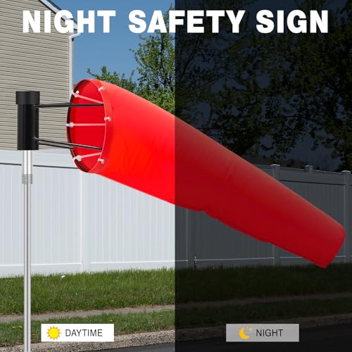 Threlaco 1 Set Heavy Duty Airport Windsock,8" x 36" Wind Socks,Red - color: Red, size: 8" X 36"