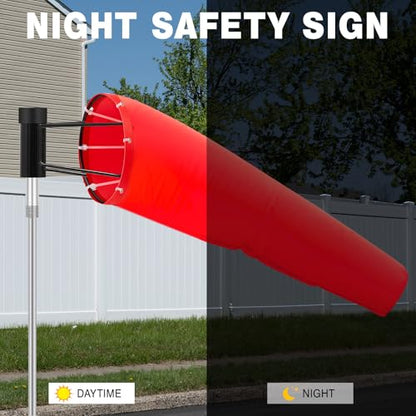 Threlaco 1 Set Heavy Duty Airport Windsock,8" x 36" Wind Socks,Red - color: Red, size: 8" X 36"