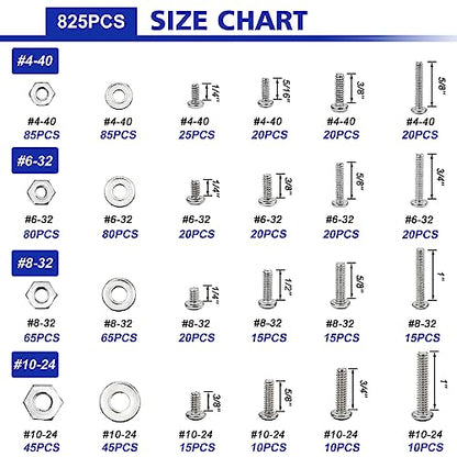 1575 PCS Nuts and Bolts Assortment Kit, Stainless Steel Phillips Pan Head & Flat Head Screws, Assorted Nuts Bolts Washers with Double Sided Organizer Box