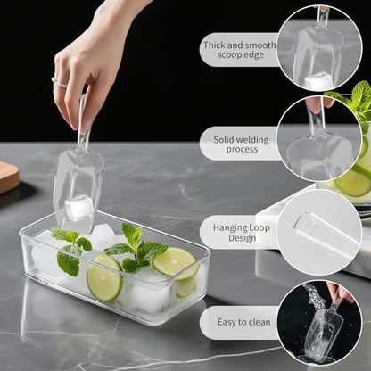 12 Pcs Clear Plastic Ice Scoop, Medium Multi Purpose Plastic Ice Scoop Sets, Ices Cube Scoops for Freezer Ices Machine Dry Goods Canisters Candy Buffet Kitchen Food Coffee Wedding Desserts（6.7 Inch） - color: Transparent