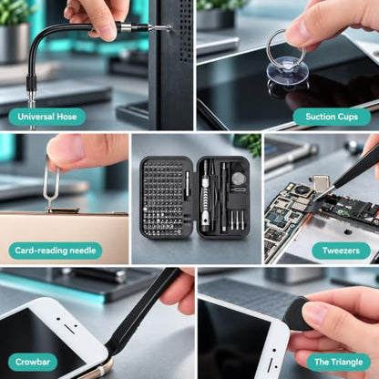 LIFEGOO Precision Screwdriver Set, 130-in-1 Electronics Repair Tool Kit with 120 Bits, Magnetic Screwdriver Kit with Flexible Shaft and Built-In Parts Box for iPhone, Laptop, PC, Xbox, Switch, Watch - color: Black, size: 130 in 1