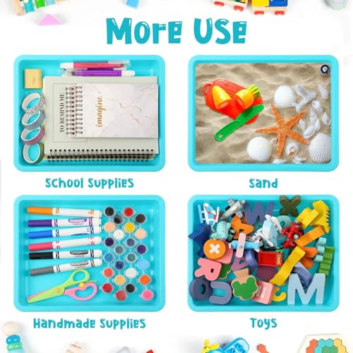 Maitys 24 Pcs Plastic Art Tray 11x8.7x1 Inch Activity Craft Tray,Light Blue - color: Light Blue