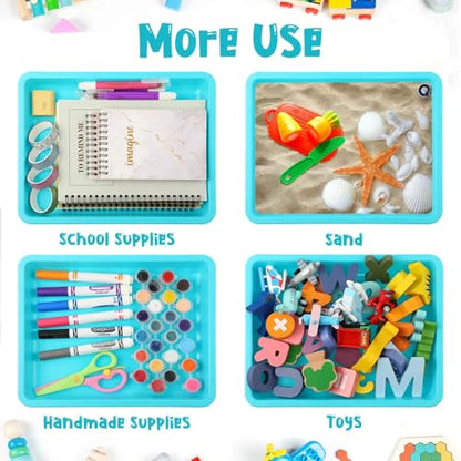 Maitys 24 Pcs Plastic Art Tray 11x8.7x1 Inch Activity Craft Tray,Light Blue - color: Light Blue