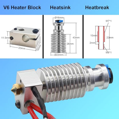 Prusa I3 MK3S+ Hotend Extruder Assembly, J-Head Print Head Kit Compatible with Prusa I3 MK3 MK3S MK3S+ 3D Printer Replacement Hot End with Thermistor & Heating Wire