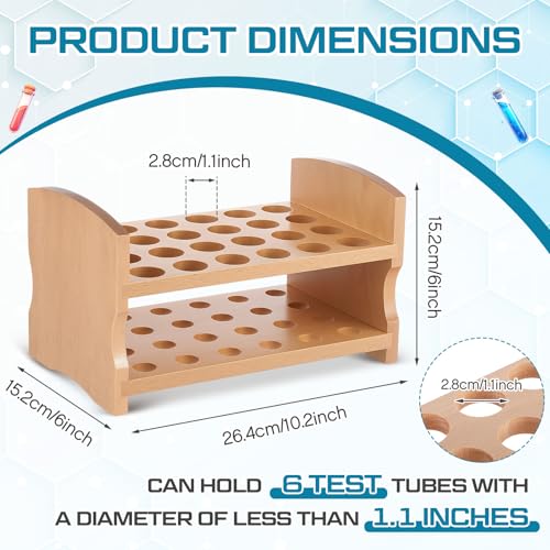 CroBlissful Wooden Test Tube Rack Accommodates Multiple Tubes up to 28mm 10.2" Wide Laboratory Wood Construction Test Tube Holder (2 Pcs,24 Holes) - style: 24 Holes