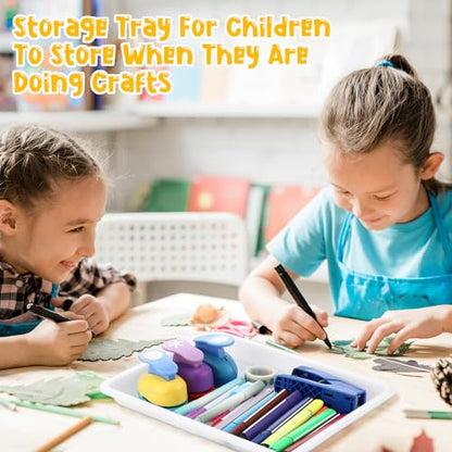 Maitys 24 Pcs Plastic Art Tray 11x8.7x1 Inch Activity Craft Tray,White - color: White