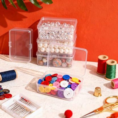 6Pcs Mini Plastic Beads Storage Box with Lids, 4.5 x 3.3 x 1.1 In