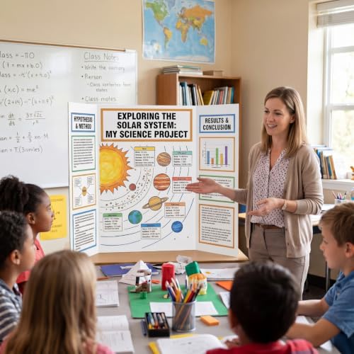 Eaasty 4 Pack White Trifold Poster Board 48 x 36 Inch Corrugated Display Boards with Banners Foldable Picture Posterboard for School Projects Science Fairs Photo Displays Graduation Exhibitions - size: Large