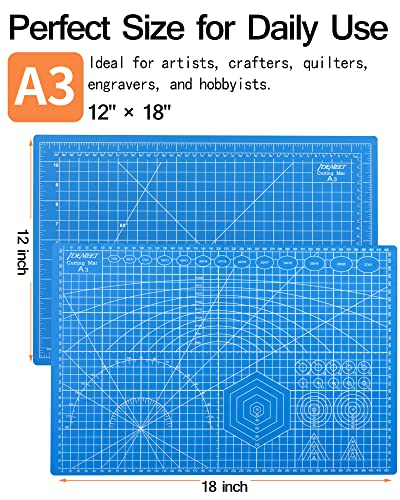 Density-upgraded 18"x12" Self Healing Cutting Mat, Idemeet Rotary Sewing Mat for Crafts, 5-Ply Blade Table Protector Cut Board for Fabric Leather Cutting Quilting Modeling Hobby Project, A3, Blue - color: Blue, size: 17.8"L x 11.9"W