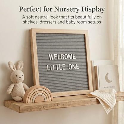 C CRYSTAL LEMON Gray Felt Letter Board 10x10 Inch, 336 Pre-Cut Letters - color: Gray