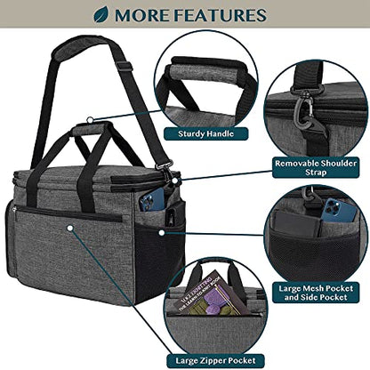 PAVILIA Knitting Yarn Storage Bag Crochet Organizer for Knitter, Dark Grey - color: Charcoal Grey