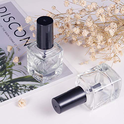 BENECREAT 12PCS 10ml Empty Nail Polish Bottles Transparent Glass Nail Varnish Bottles with Brushes, 5PCS Funnel Hopper - size: 10ml