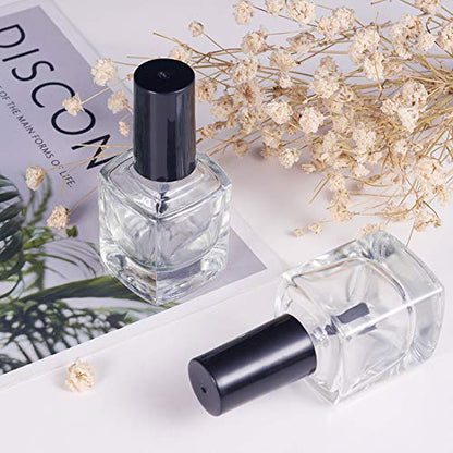 BENECREAT 12PCS 10ml Empty Nail Polish Bottles Transparent Glass Nail Varnish Bottles with Brushes, 5PCS Funnel Hopper - size: 10ml