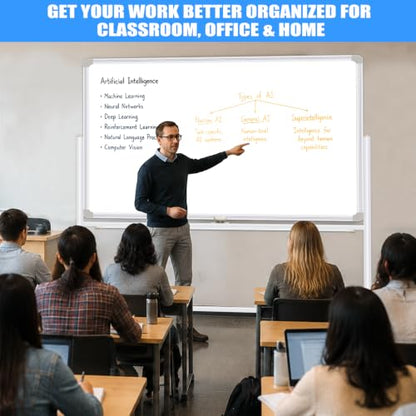 Large Dry Erase Board with Stand 72"x40" Double Sided Mobile Whiteboard - style: Double-sided 72x40 Inches
