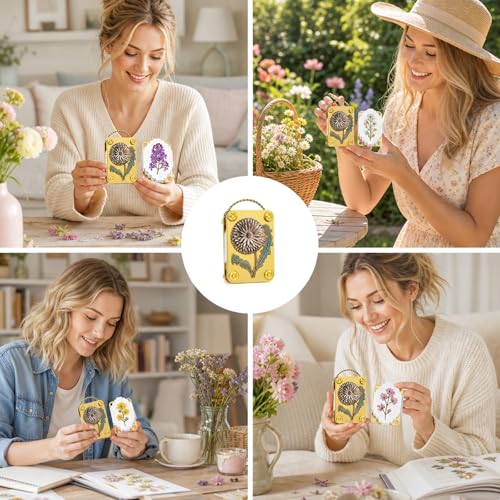 YXZVRF Mini Flower Press, Flower Press Keychain, Portable Pocket Flower Press for DIY Crafts and Nature Preservation, Ideal for Hiking and Botanical Art Projects