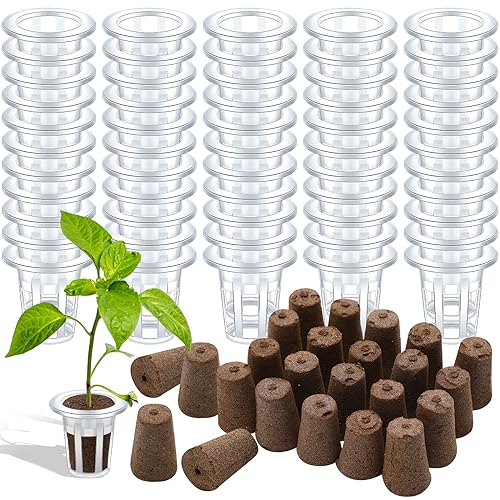 Ziliny 200 Pcs Hydroponic Grow Sponges Pods, 100 Sponges 100 Root Baskets