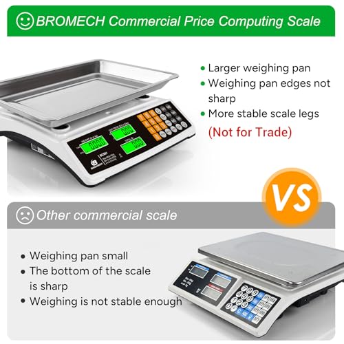 Price Computing Scale 88lb/40kg Commercial Food Scale for Produce Meat with Stainless Steel Large Platform, LCD Display, and Green Bright Backlight for Farmers Markets, Deli, （Not for Trade） - size: Large Platform