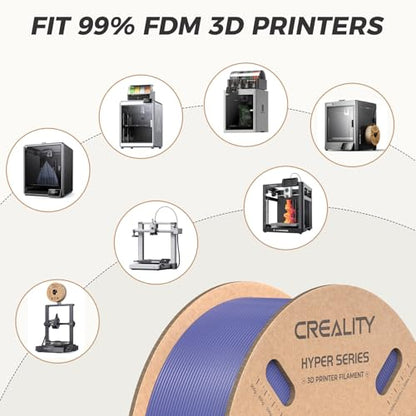 Official Creality Hyper PLA Filament 1.75mm, High Speed PLA 30-600mm/s Rapid 3D Printer Filament, Dimensional Accuracy +/-0.02mm, Fit Most FDM 3D Printers, 1KG(2.2lbs) Spool Very Peri - color: Very Peri
