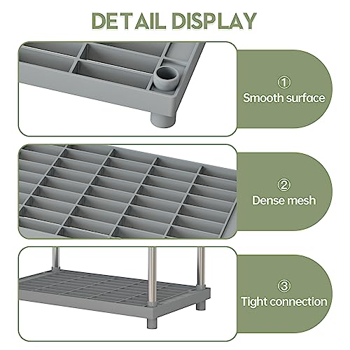 4 Tier Gray Plastic and Metal Standing Shelf Units, Durable Storage Shelves Rack Open Shelving for Pantry Kitchen Bathroom,13MM Steel Tubes - color: Grey