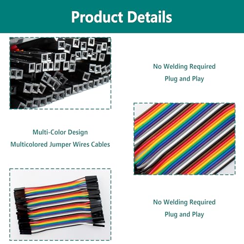 40pcs 10cm Dupont Wire Female to Female 40pin Breadboard Jumper Wires Multi-Color Ribbon Cable Line Connector - size: 40pin(F/F)