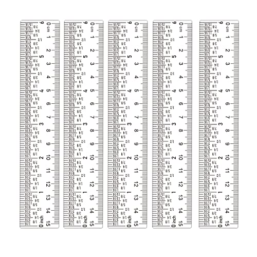 5PCS 6 Inch Clear Acrylic Ruler with Inches & Metric Measuring Tool 6" Inch Straight Edge Rulers for Scrapbooking Card-Making Student School Office Home Tool - color: 5PCS 6 Inch Clear Acrylic Ruler