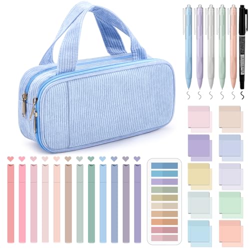 Jutom 39 Pcs Aesthetic Book Annotation Kit,Light Blue,Classic Style - color: Light Blue, style: Classic Style