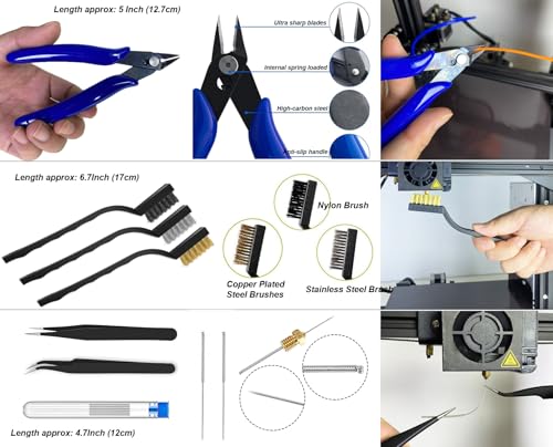 3D Printing Tool Kits for 3D Printer with Wood Toolbox 124Pcs 3D Printing Accessory Includes Deburring Tool,Sanding Pens, Tube Cutter for 3D Print Model Removing, Cleaning, Finishing - style: 124Pcs Tools with Wood box