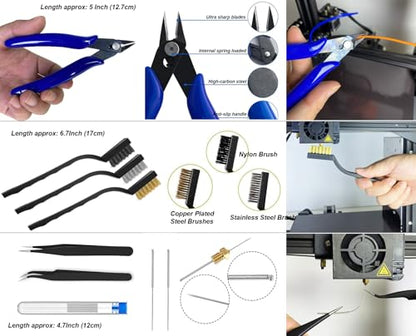 3D Printing Tool Kits for 3D Printer with Wood Toolbox 124Pcs 3D Printing Accessory Includes Deburring Tool,Sanding Pens, Tube Cutter for 3D Print Model Removing, Cleaning, Finishing - style: 124Pcs Tools with Wood box