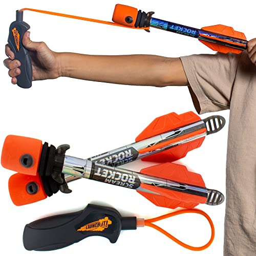 Toy Rocket Launcher for Kids: Outdoor Toys Slingshot - Best Gifts for Boys - Fun Gifts for 8 9 10 11 12 13 14 Year Old Boys + Teen Boy Gift Idea & Cool Boys Toys Age 8-10 & Teen Stocking Stuffers Gift - color: Orange