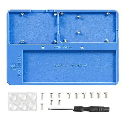 SunFounder RAB Holder for Raspberry Pi Breadboard Holder 5 in 1 Base Plate Compatible with Arduino Uno R4 Minima/WiFi/Uno R3/Mega R3, Raspberry Pi 5 4B 3B+ 3B 2 Model B and 400 800 Points Breadboard - color: RAB for Uno R4 & Pi4