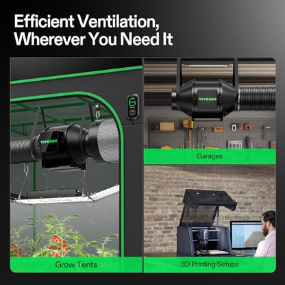VIVOSUN Smart Air Filtration G4 Kit 4" and S425 2x4 Grow Tent, 48"x24"x60" High Reflective Mylar Grow Tents with Observation Window and Floor Tray for Hydroponics Indoor Plant for VS2000